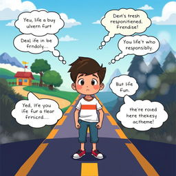 A short animated story depicting a young person standing at a crossroads, symbolizing a moral dilemma
