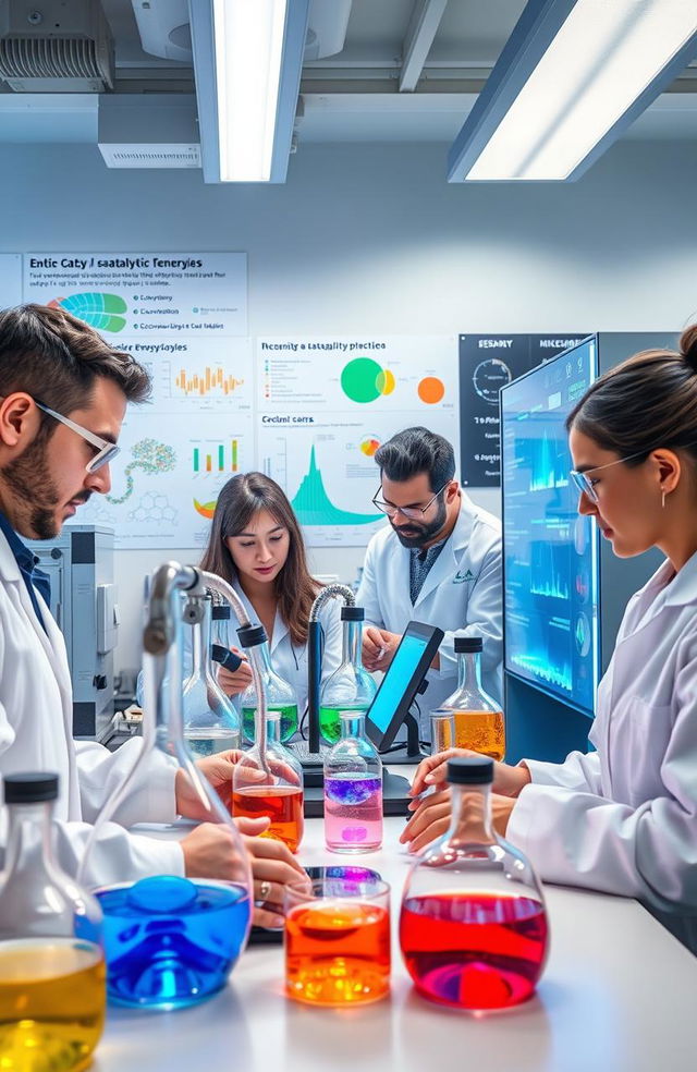 A modern laboratory setting showcasing advanced catalytic processes for renewable energy