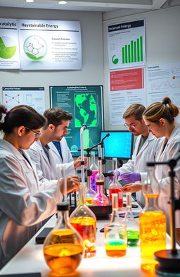 A modern laboratory setting showcasing advanced catalytic processes for renewable energy