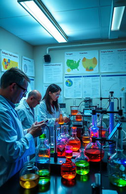 A modern laboratory setting showcasing advanced catalytic processes for renewable energy