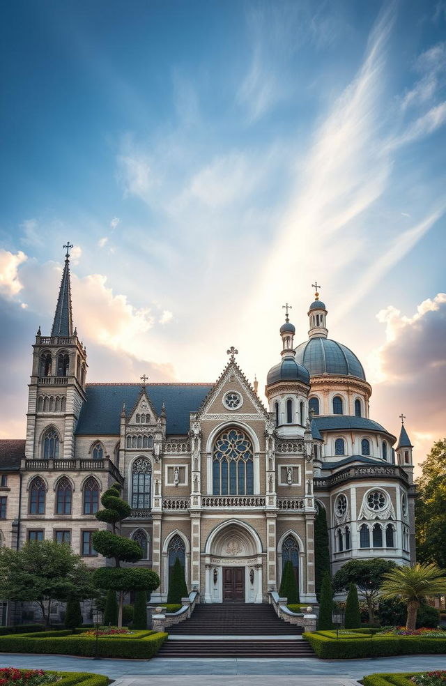 A beautiful historical representation of a church evolving over the centuries, showcasing architectural changes from a simple medieval structure to a grand modern-day design
