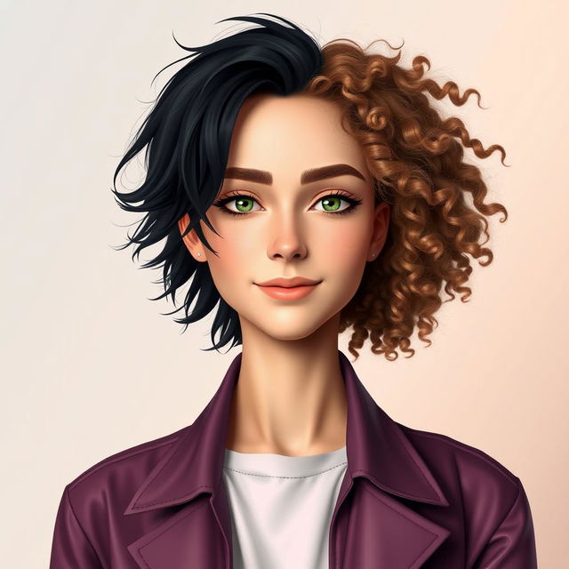 A portrait of a person combining features from two different individuals