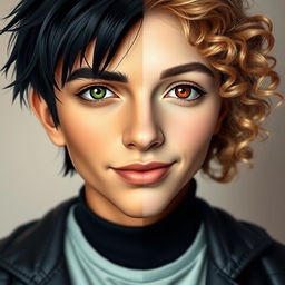 A portrait of a person combining features from two different individuals