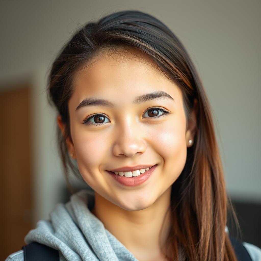 A close-up portrait of a young adult with a cleft lip, showcasing their unique facial features with confidence