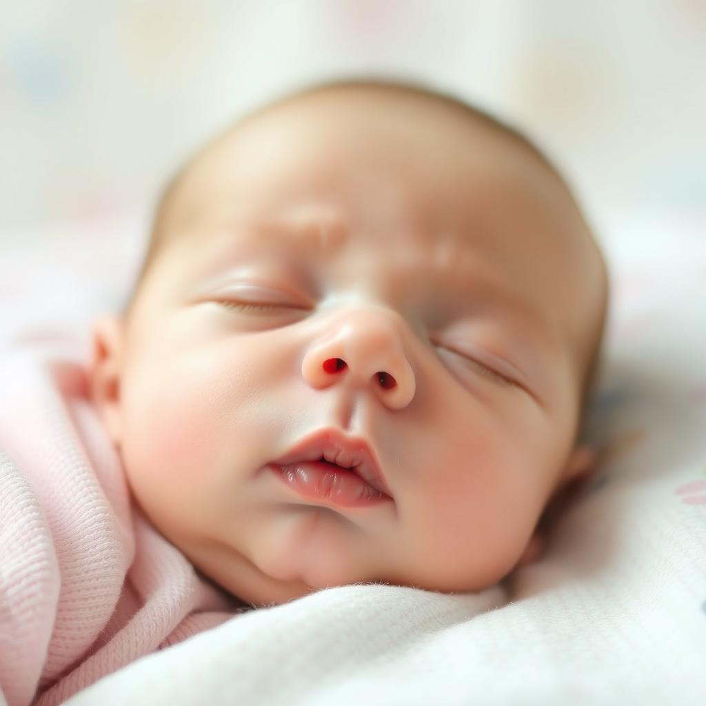 A close-up photograph of a newborn baby with a cleft lip and palate, showcasing the unique features of the condition