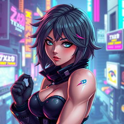 A stunningly detailed, artistic representation of Anby Demara from the video game Zenless Zone Zero, featuring her iconic hairstyle and facial features