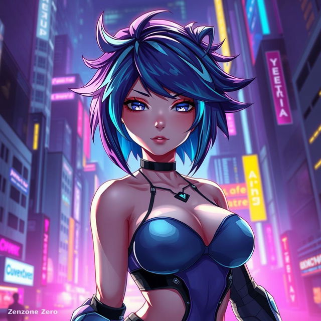 A stunningly detailed, artistic representation of Anby Demara from the video game Zenless Zone Zero, featuring her iconic hairstyle and facial features