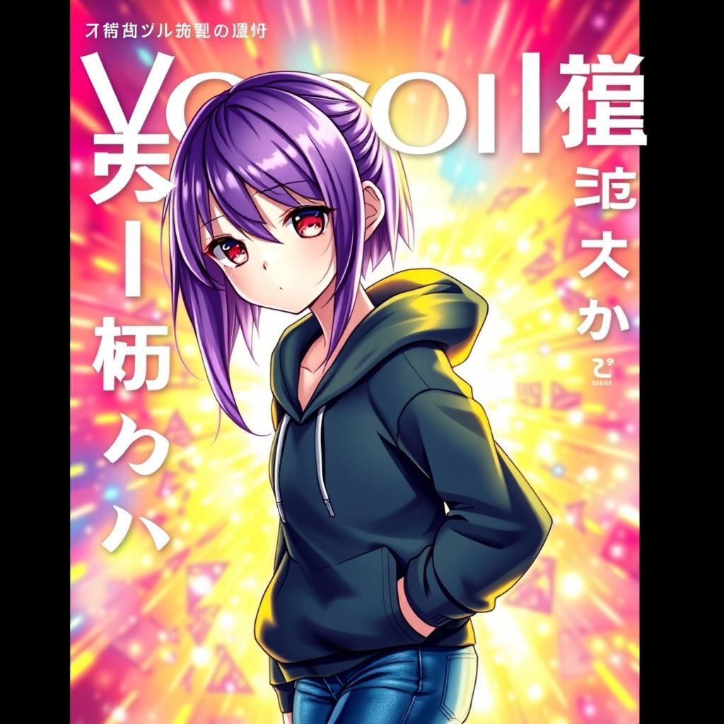 A captivating light novel cover featuring a female Vocaloid character with glossy purple hair and striking crimson eyes