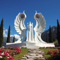A stunning monument inspired by the elegant shapes of tulips and angel wings, symbolizing sacrifice, strength, and heroism