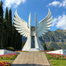 A stunning monument inspired by the elegant shapes of tulips and angel wings, symbolizing sacrifice, strength, and heroism