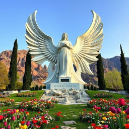 A stunning monument inspired by the elegant shapes of tulips and angel wings, symbolizing sacrifice, strength, and heroism