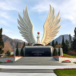 A striking monument inspired by the graceful forms of tulips and wings, symbolizing sacrifice, strength, and heroism