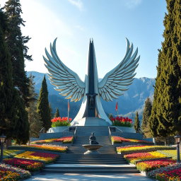 A striking monument inspired by the graceful forms of tulips and wings, symbolizing sacrifice, strength, and heroism