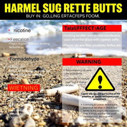 A poster illustrating the harmful substances found in cigarette butts