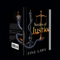 A dramatic book cover design for the legal thriller 'Scales of Justice' by Serpentine Laws