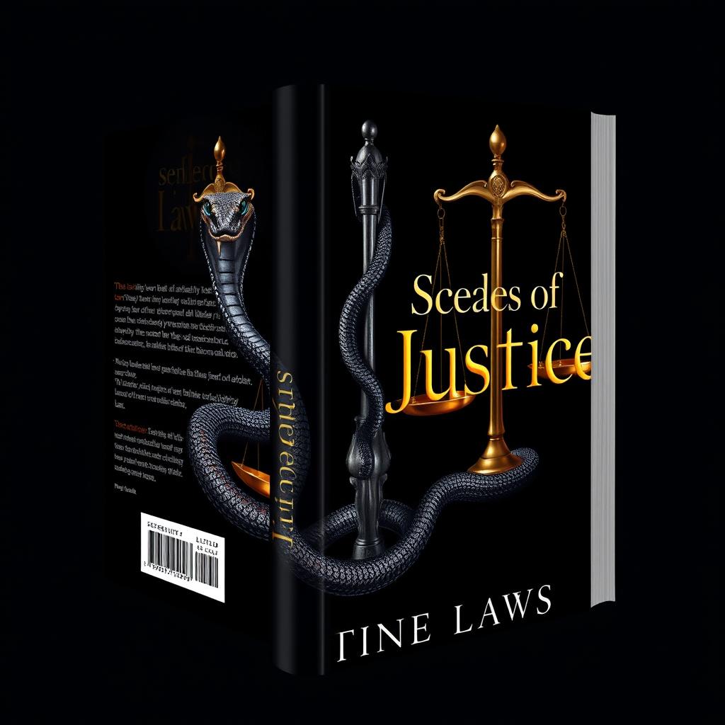A dramatic book cover design for the legal thriller 'Scales of Justice' by Serpentine Laws