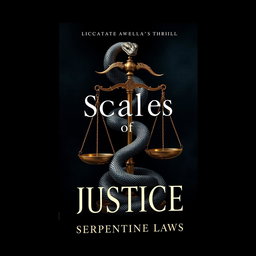 A dramatic book cover design for the legal thriller 'Scales of Justice' by Serpentine Laws