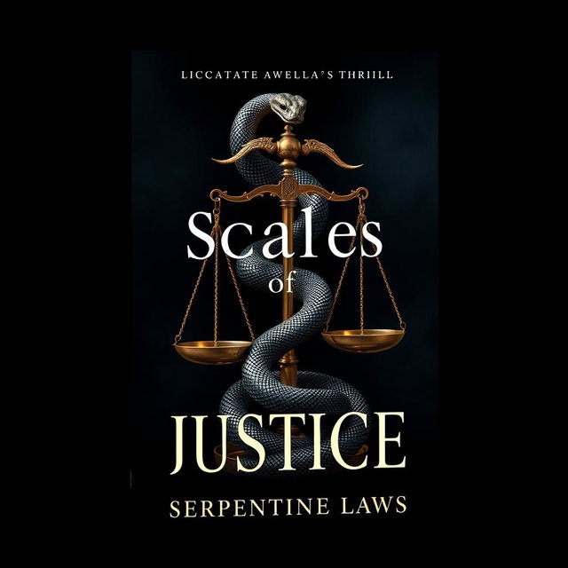A dramatic book cover design for the legal thriller 'Scales of Justice' by Serpentine Laws