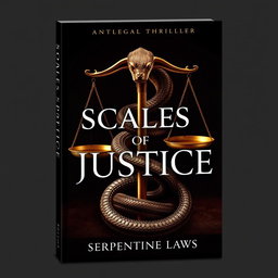 A dramatic book cover design for the legal thriller 'Scales of Justice' by Serpentine Laws