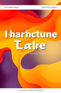 A visually striking cover page design featuring a vibrant abstract background with fluid shapes and gradients in warm colors like orange, yellow, and red