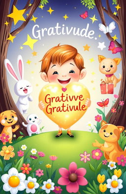 A whimsical illustration depicting the concept of gratitude for children