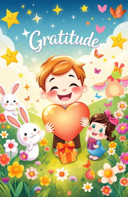 A whimsical illustration depicting the concept of gratitude for children