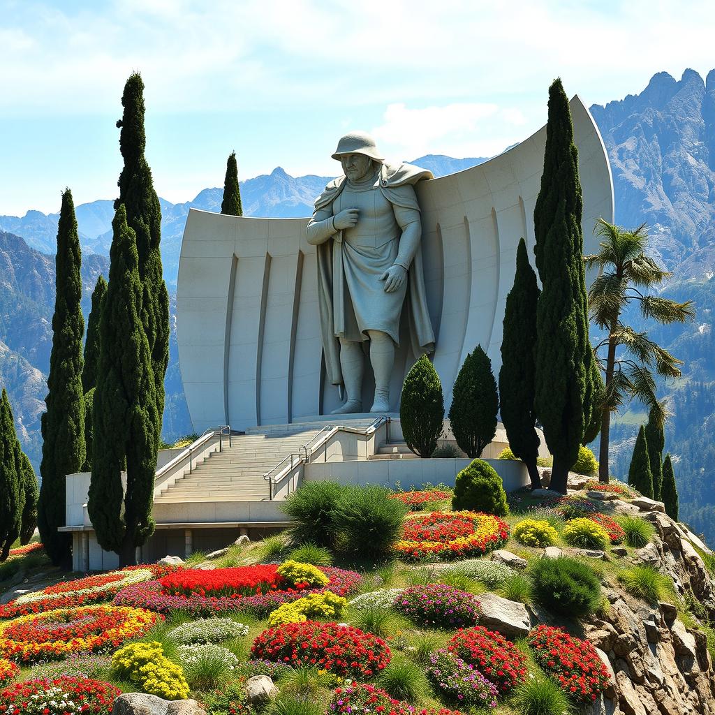 A monumental structure that embodies the themes of sacrifice, strength, and heroism