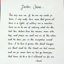 A heartfelt letter written to Jesus, expressing gratitude for His existence as the embodiment of the Way, the Truth, and the Life