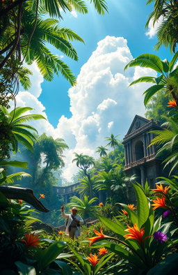 A thrilling historical fiction scene depicting a vibrant 19th-century exploration expedition in the Amazon rainforest