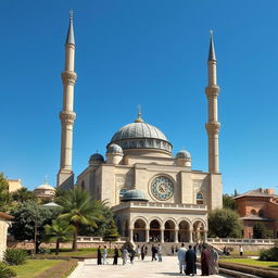 A stunning architectural design of a mosque set in the landscape of Gaza, Palestine