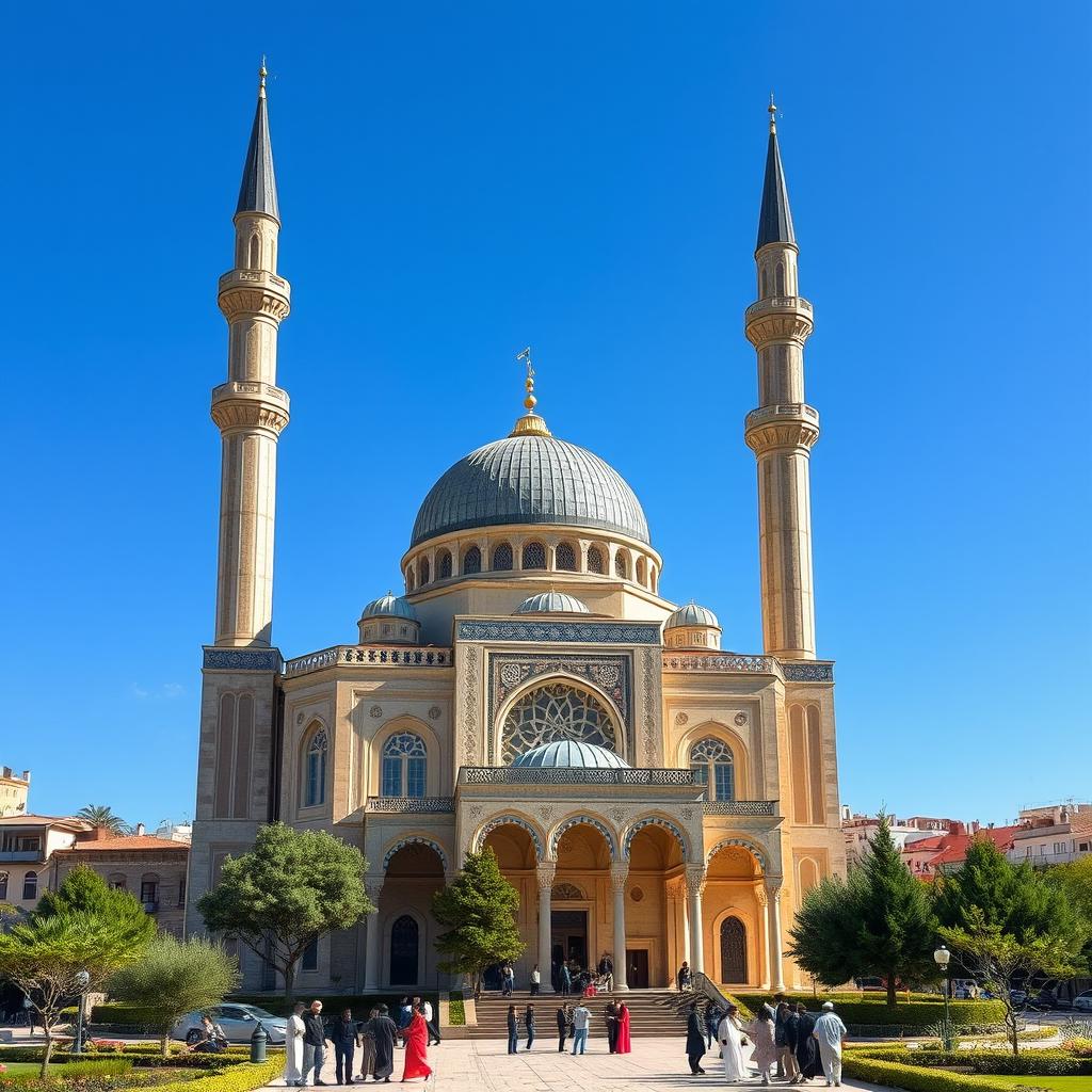 A stunning architectural design of a mosque set in the landscape of Gaza, Palestine