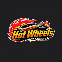A vibrant and dynamic logo design for 'Hot Wheels of Bangladesh'