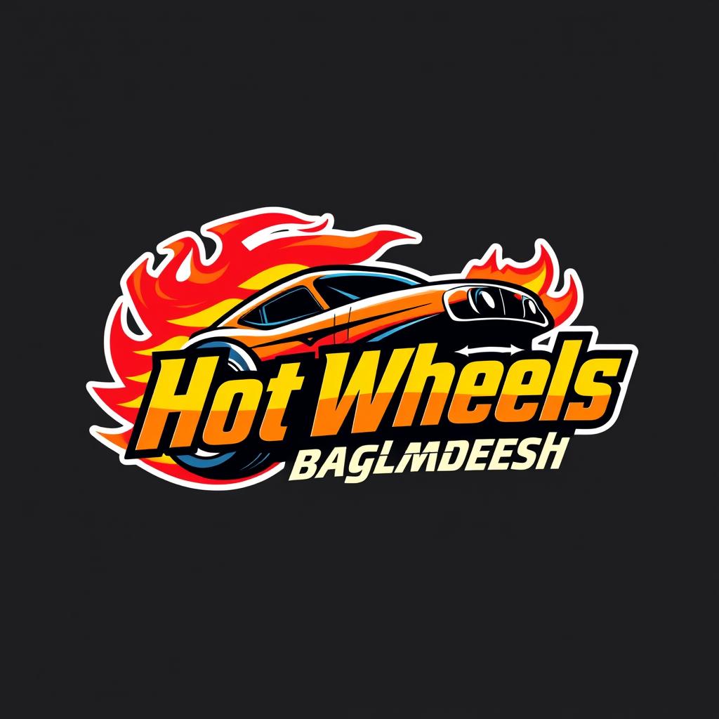 A vibrant and dynamic logo design for 'Hot Wheels of Bangladesh'