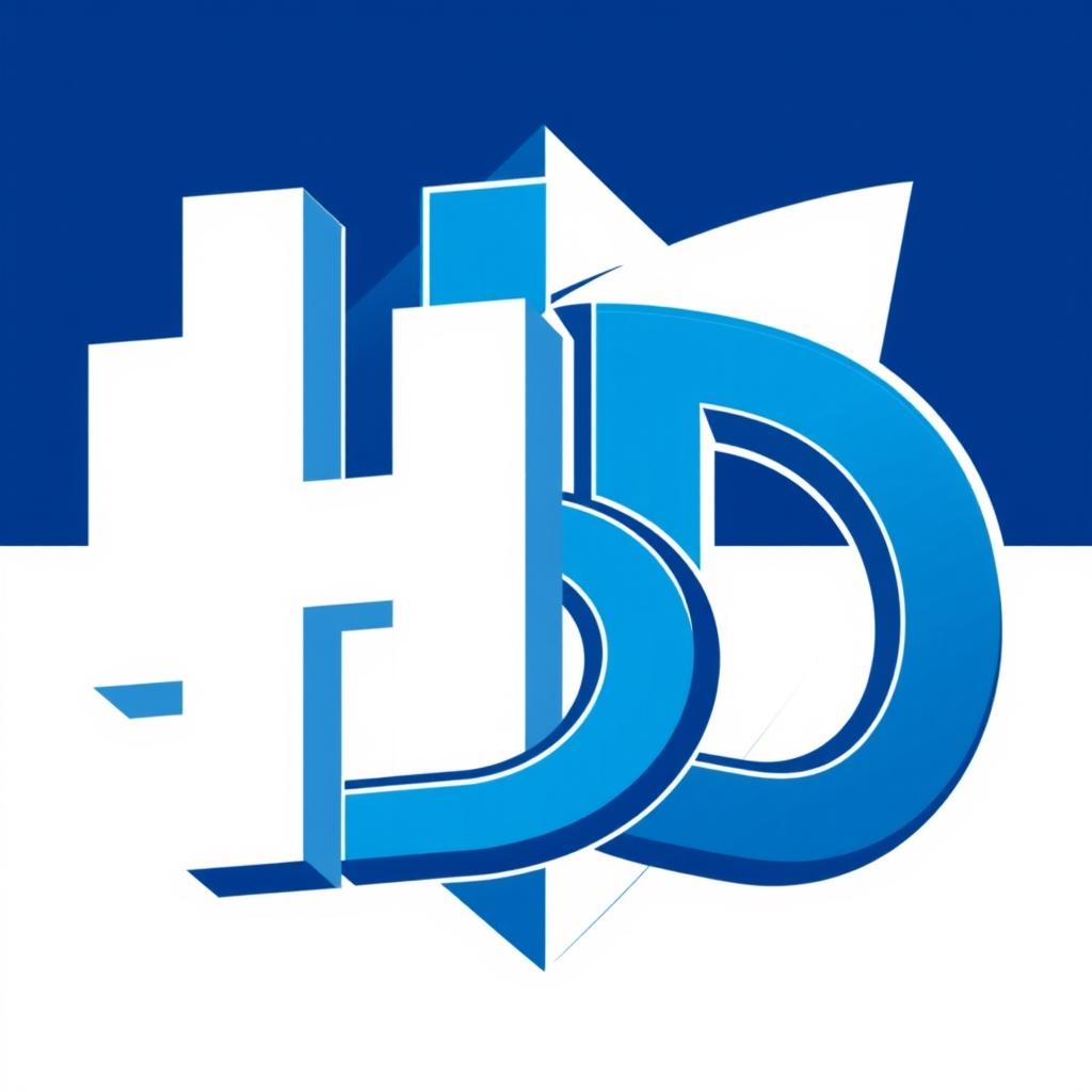 A modern and sleek logo design featuring the letters 'H', 'B', and 'D' creatively intertwined