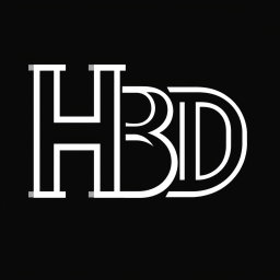 A modern and sleek logo featuring the letters 'H B D' prominently displayed in a stylish font