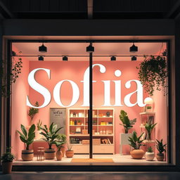 A vibrant and engaging storefront design for 'Sofia Store', featuring a modern aesthetic that reflects consciousness and mindfulness