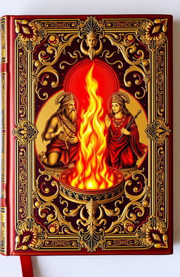 An ornate cover for an ancient book featuring intricate decorations