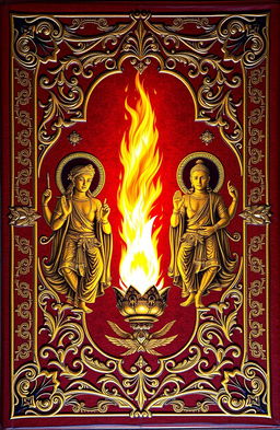 An ornate cover for an ancient book featuring intricate decorations