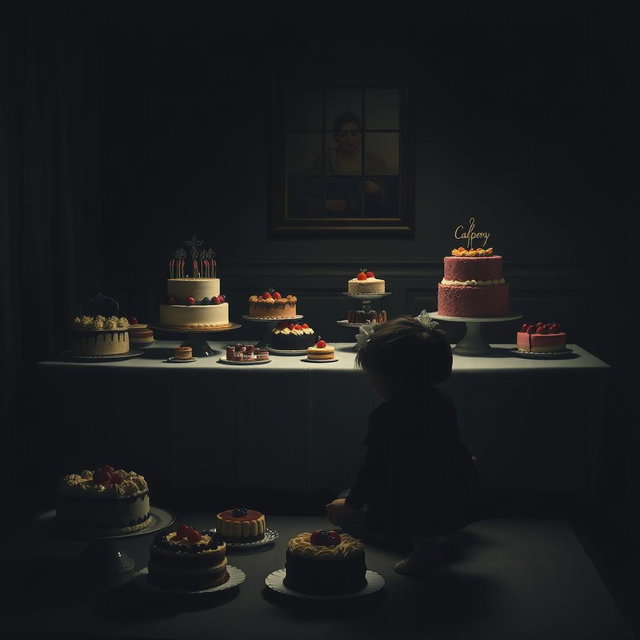 A novel book cover design depicting a dark, somber room that conveys a sad and melancholic atmosphere