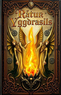 An ancient fantasy book cover, beautifully ornate and intricate