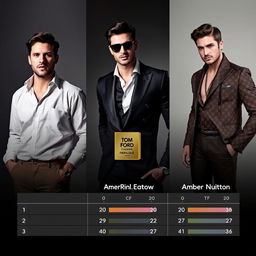 A sophisticated image featuring three distinct men, each representing a different luxury fragrance