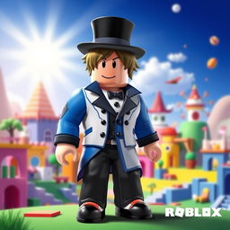 A vibrant and playful fan art depiction of a Roblox avatar featuring a bacon character