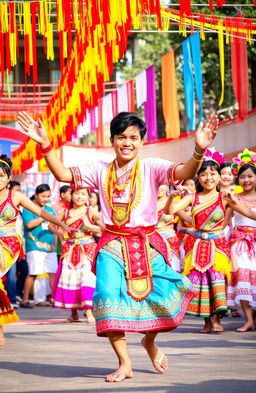 A vibrant festival scene depicting the "Wow, Wow Sayaw" celebration