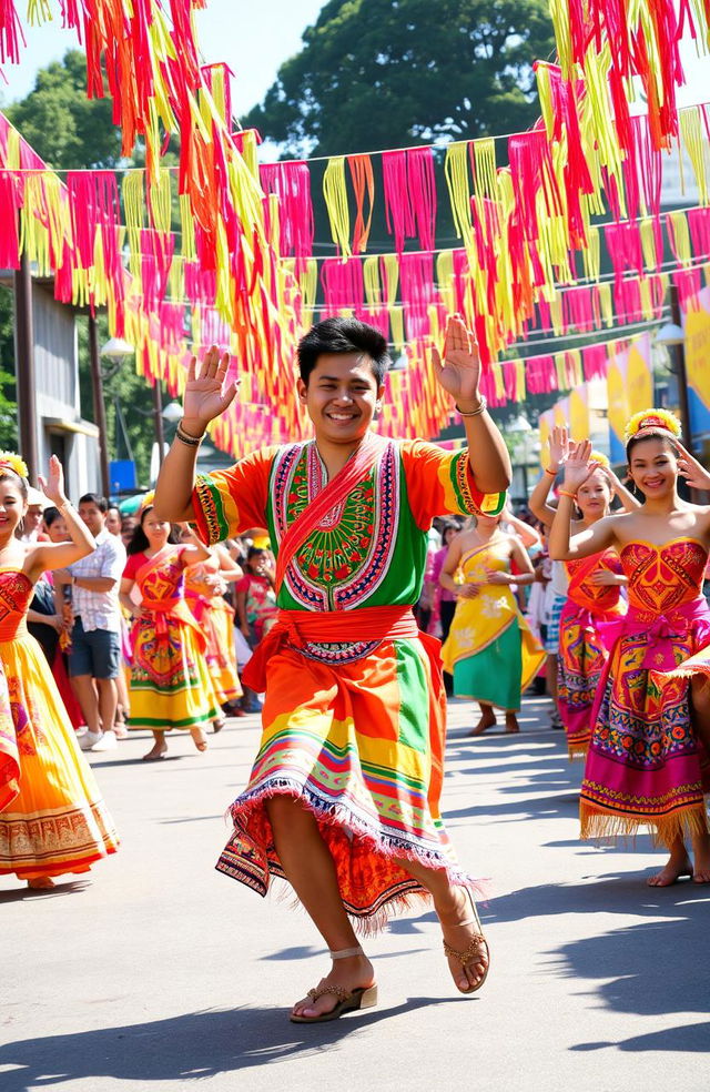 A vibrant festival scene depicting the "Wow, Wow Sayaw" celebration