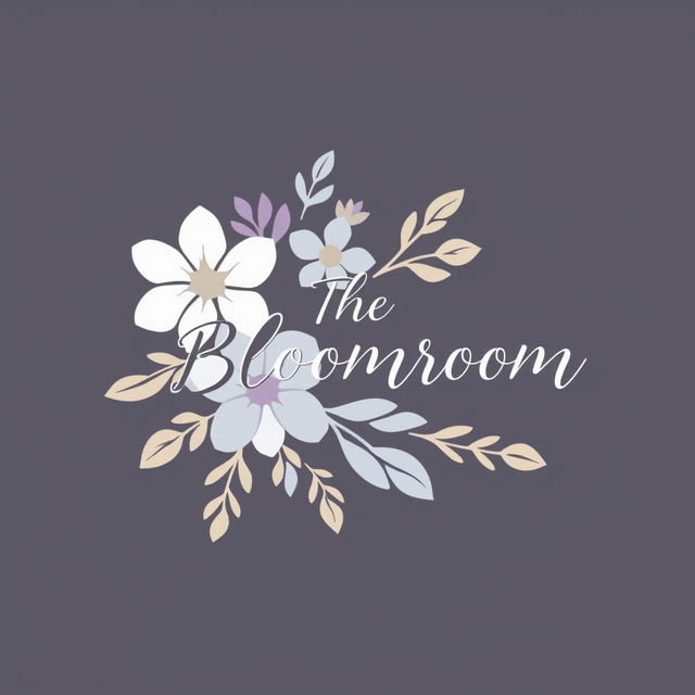 A beautiful and elegant logo for a flower shop called 'The Bloomroom