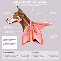 An ultra-detailed anatomical diagram of the canine respiratory system