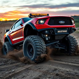 A powerful Ford Mustang off-road rally car, featuring a rugged design suitable for rough terrains