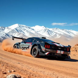The iconic Ford Mustang Hoonicorn, a powerful modified muscle car, racing up the challenging slopes of Pikes Peak
