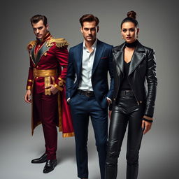 A striking representation of three human figures, each personifying a distinct luxury perfume