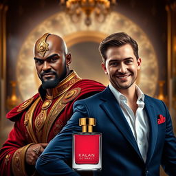 A dynamic visual representation of two human figures, each personifying the distinctive qualities of their respective luxury perfumes